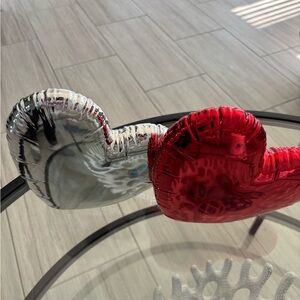 Red and Silver Heart-Shaped Plastic  Balloon like